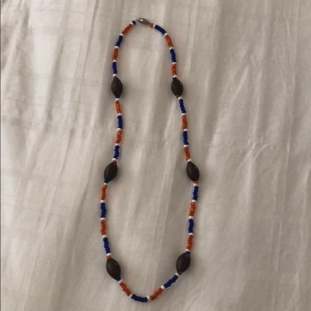 Football Necklace Orange and Blue